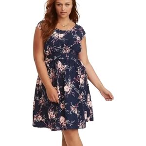 Torrid Open Back Floral Skater Dress